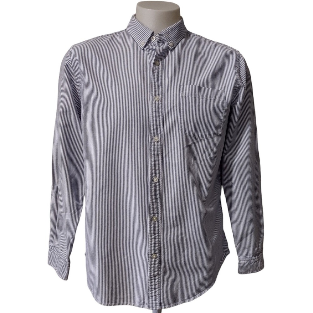 Banana Republic Shirt Men's‎ Large Camden Fit Blue Striped Long Sleeve Button Up